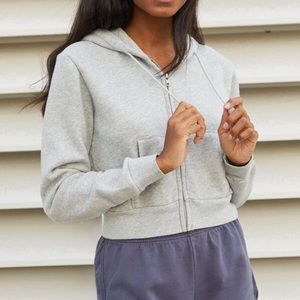 Brandy Melville Cropped Zip-Up Hoodie